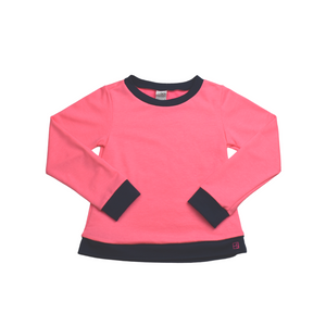 Selena Sweatshirt - Pink Knit with Navy Cuffs