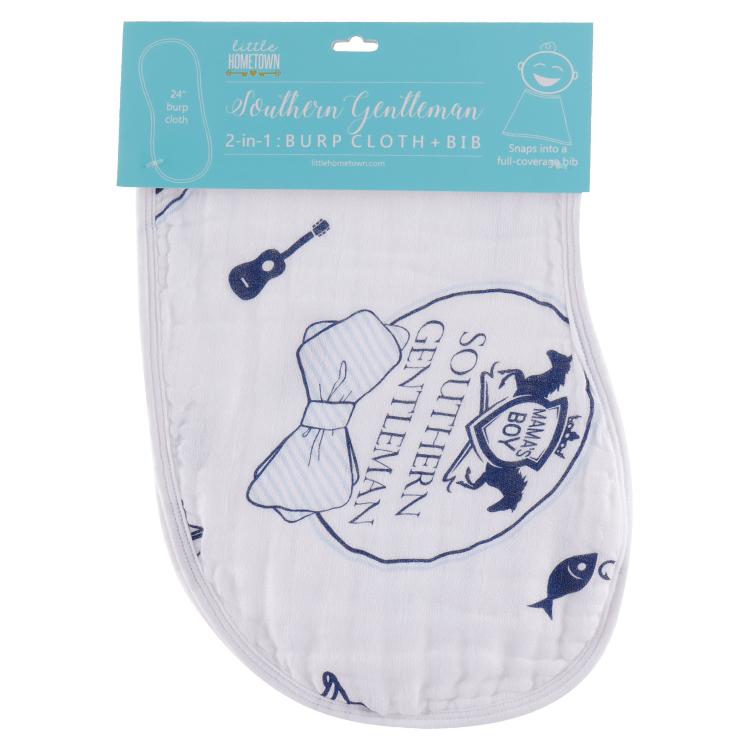 Burp Cloth/Bib 2-in-1 Southern Gentleman