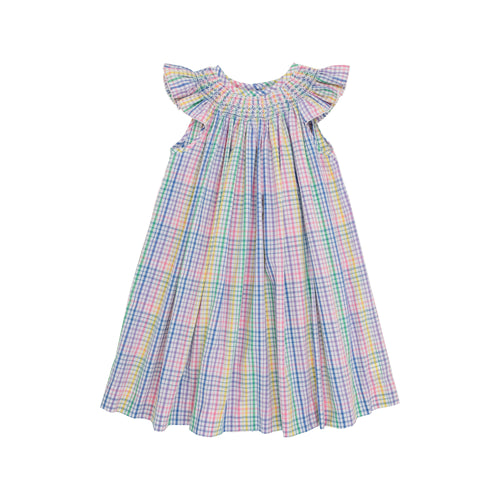 BBC24 Sandy Smocked Dress in Colored Pens Plaid