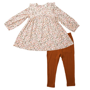 Vintage Calico Ruffle Dress and Legging Set