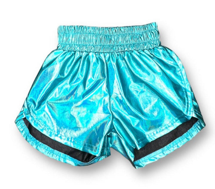 Aqua Mettallic Shorts