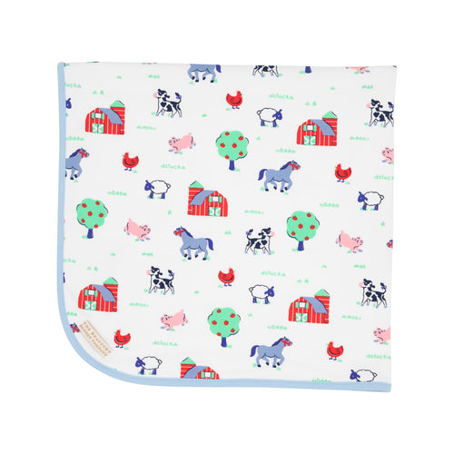 Baby Buggy Blanket in Beaufort Barn Animals With Beale Street Blue