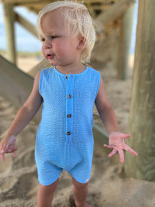 Blue Seersucker Gossan Playsuit