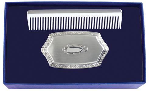 Pewter Boy's Embossed Brush & Comb Gift Set