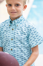 Short Sleeve Fishing Shirt in Aqua Tuna Print