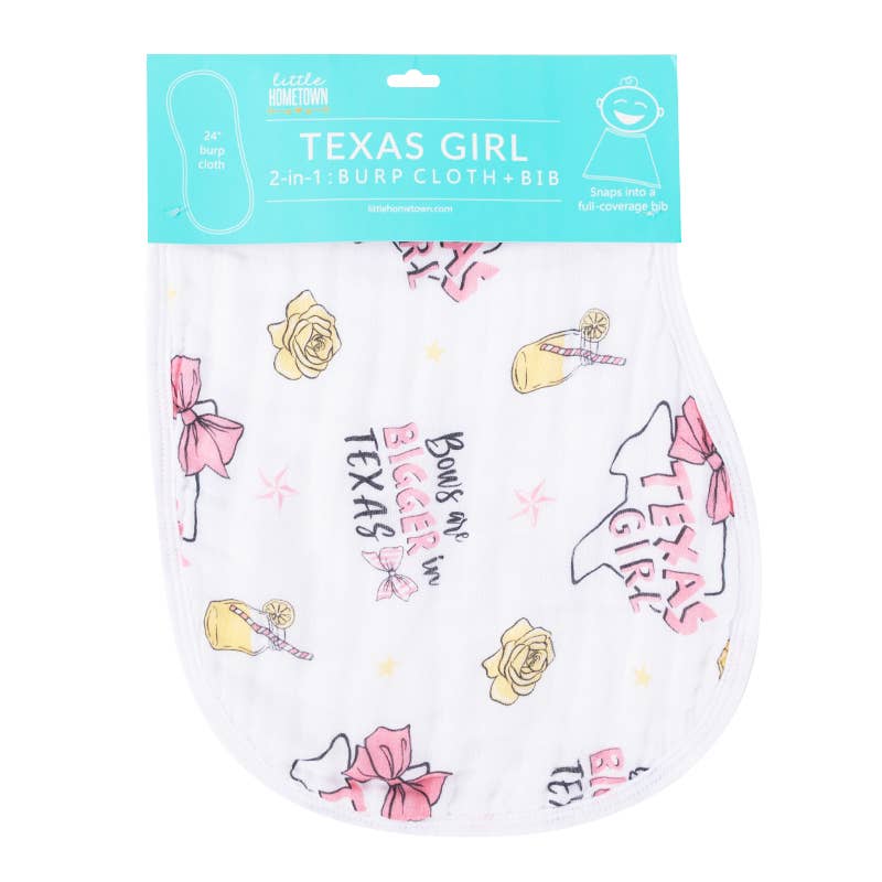 Burp Cloth/Bib 2-in-1 Texas Girl